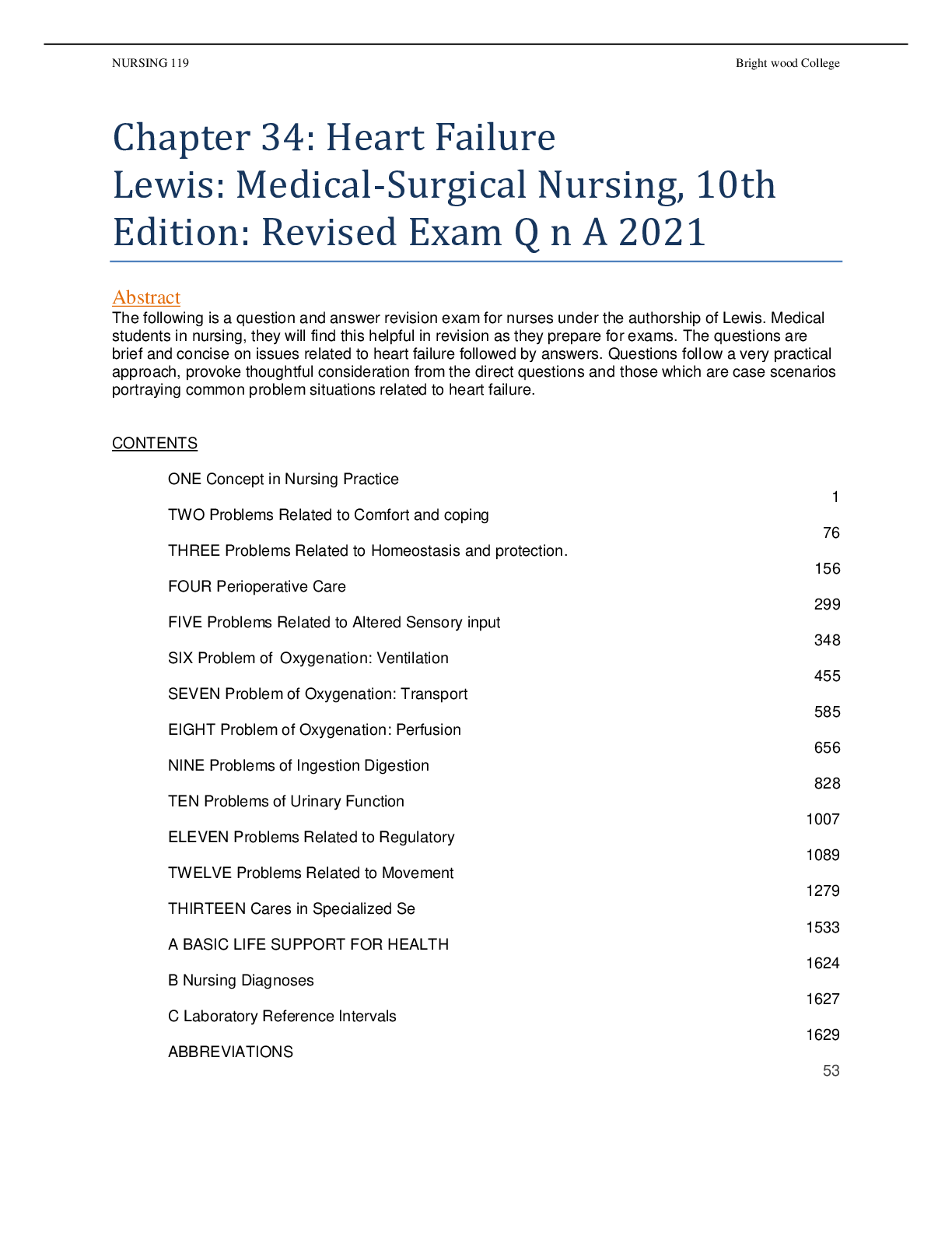 Preview of Chapter 34: Heart Failure Lewis: Medical-Surgical Nursing, 10th Edition